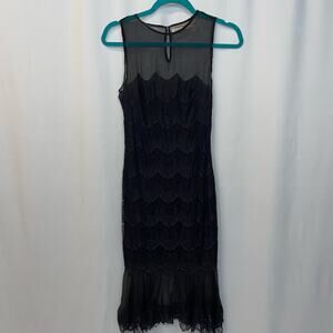 Leon Max Max Studio 100% English Lace Black Sheer Topper Dress Limited Edition 0